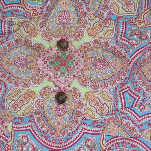 Charter Club Womens Long Sleeve Blouse Top Large Cotton Multicolor Paisley - Picture 3 of 9
